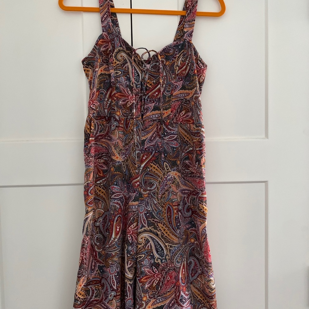 Xhilaration Burgundy Paisley Cropped Jumpsuit size Small